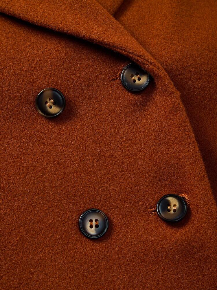 Baby Boys' Solid Color Thick Woolen Coat With Turn-down Collar