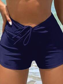 前抽繩泳衣下裝 - 藏蓝色 - 查看 1