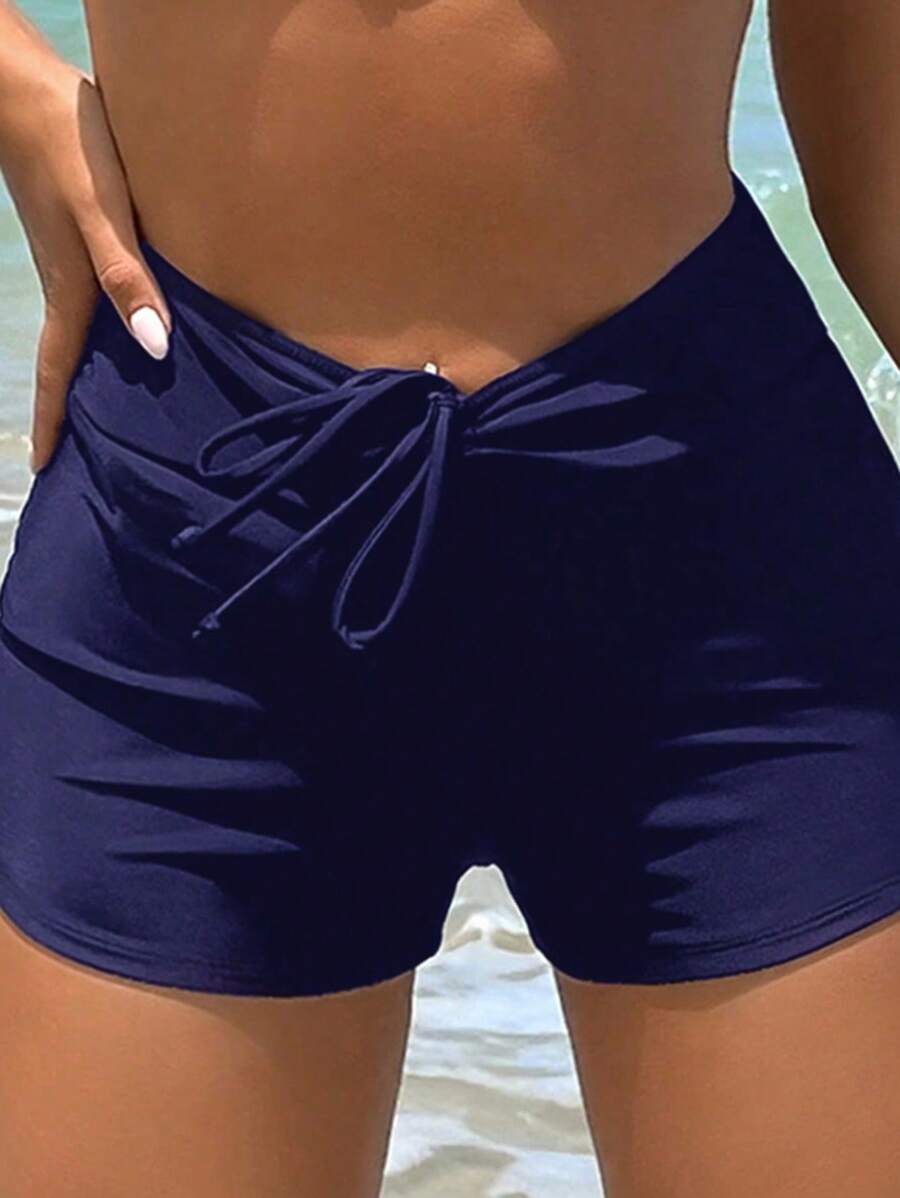 前抽繩泳衣下裝 - 藏蓝色 - 查看 1