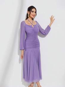 Modelyn Robe À Nœud À Ruché À Volants - Lilas - Voir 4