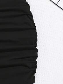 SHEIN Teen Girl Letter Graphic Ruched Dress - Black - View 3