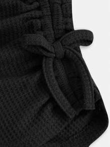 SHEIN 少女實色側邊束口背心，夏季款 - 黑色 - 查看 4