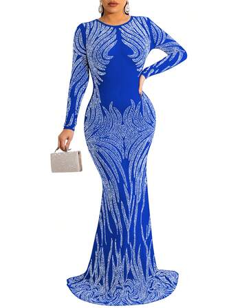 Graphic Print Mermaid Hem Dress