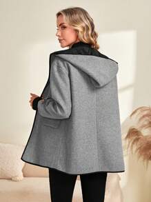 EMERY ROSE Thả vai Chi tiết về Flap áo có mũ Áo khoác - Xám - Xem 2