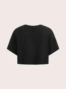 VERTIGO222 Áo thun nữ Con số Tim Giải trí - màu đen - Xem 4