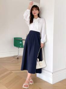 DAZY 褶裥细节 折叠褶裥细节裙