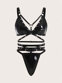 ROMWE Goth Chi tiết đáng kinh ngạc Harness Bộ đồ lót - màu đen - Xem 1