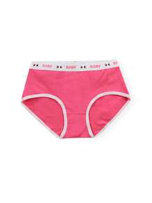 Young Girl 4pcs Cartoon Graphic Contrast Binding Brief