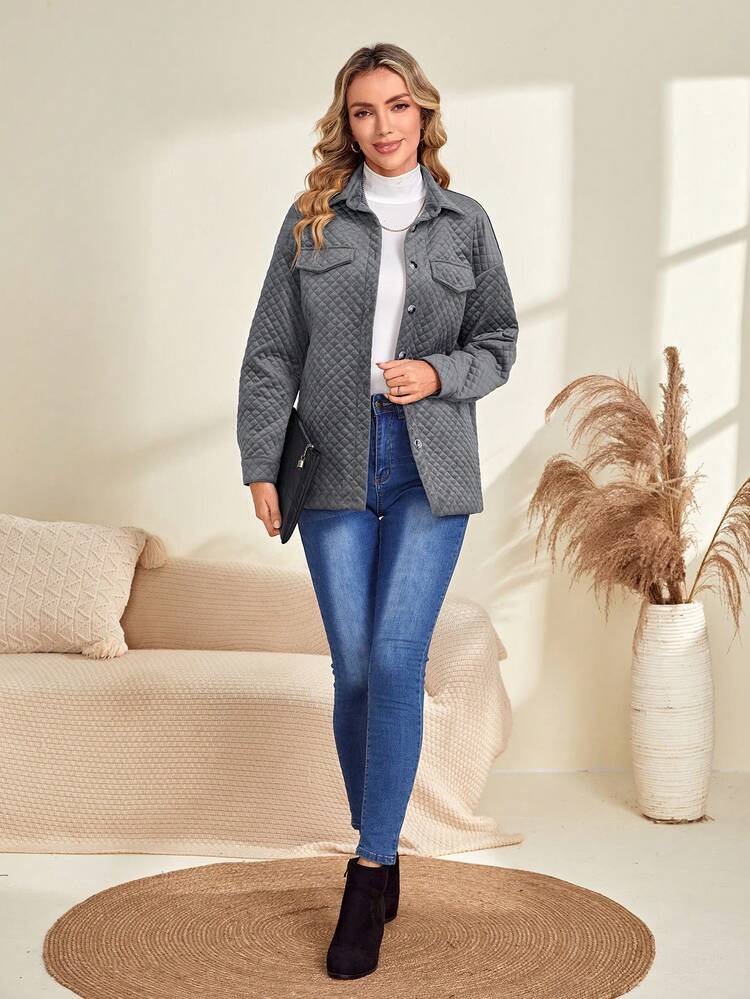 Flap Detail Drop Shoulder Coat