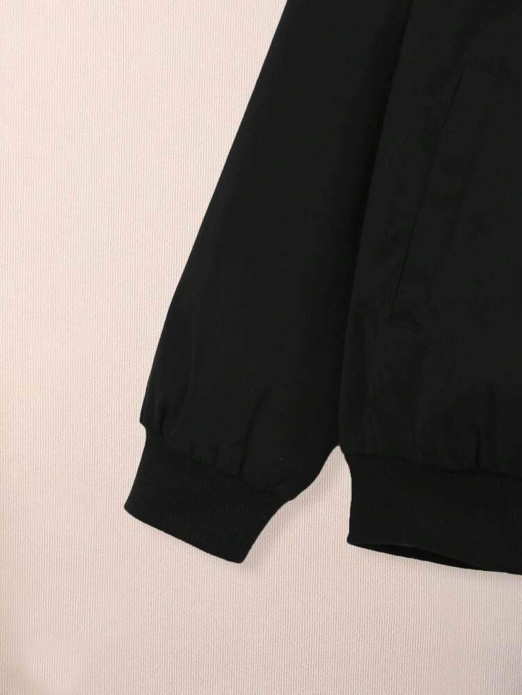 Tween Boy Casual Printed Baseball Collar Loose Fit Jacket