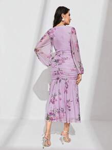 Modelyn Wzór w kwiaty Pomarszczona Brzeg syrenka Sukienki - Wielokolorowe - Zobacz 2