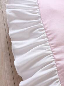 女小童卡通兔子和標語圖案喇叭袖荷葉邊睡裙 - 淺粉色 - 查看 4