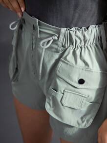 In My Nature Women's Outdoor Elastic Waistband Adjustable Drawstring Multiple Pockets Anti-splash Water Shorts - Grey - View 9