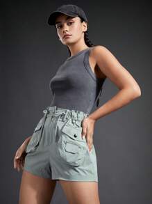 In My Nature Women's Outdoor Elastic Waistband Adjustable Drawstring Multiple Pockets Anti-splash Water Shorts - Grey - View 6