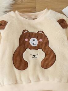 男小童小熊刺繡3D耳朵設計法蘭絨睡衣套裝 - 灰色 - 查看 3