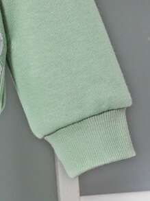 SHEIN 男嬰字母圖案衛衣和衛褲 - 薄荷綠 - 查看 3