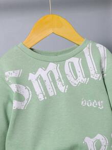SHEIN 男嬰字母圖案衛衣和衛褲 - 薄荷綠 - 查看 7