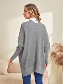 EMERY ROSE Áo len cardigan tay cánh dơi trơn - Màu xám đen - Xem 2