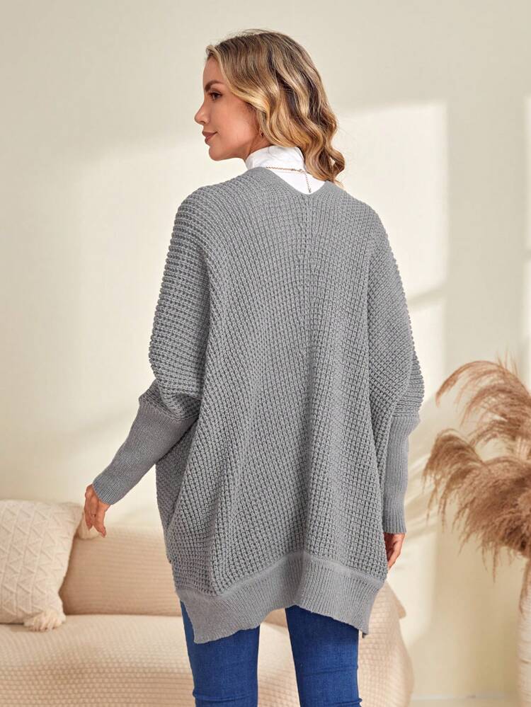 Solid Batwing Sleeve Cardigan