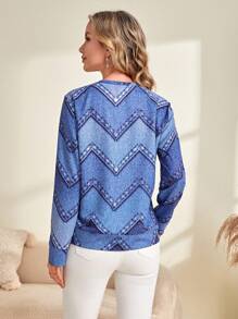 EMERY ROSE In Chevron Áo nỉ - Màu xanh lam - Xem 2