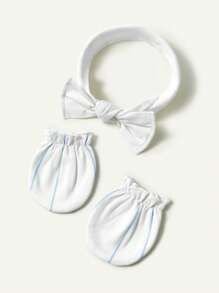 Newborn Striped Hat, Pacifier, Gloves, Headband Set