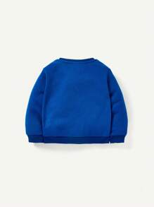 Cozy Pixies Baby Boy Letter Graphic Sweatshirt & Car Print Sweatpants - Blue and White - View 2