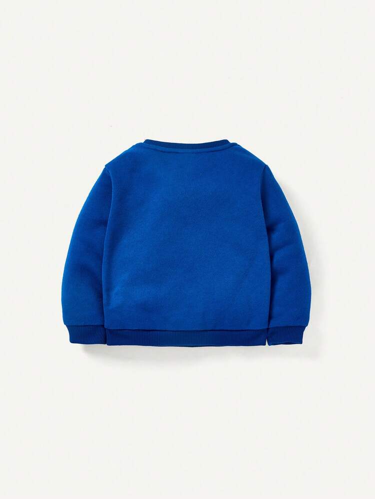 Baby Boy Letter Graphic Sweatshirt & Car Print Sweatpants