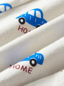 Cozy Pixies Baby Boy Letter Graphic Sweatshirt & Car Print Sweatpants - Blue and White - View 8