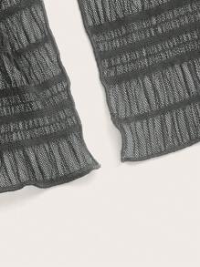 SHEIN ICON 性感露背 打結 開衩 網拼接 後系帶純色女士背心 - 深灰色 - 查看 4