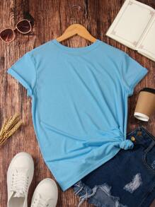 INAWLY Camiseta con estampado de dibujo - Azul - Ver 2