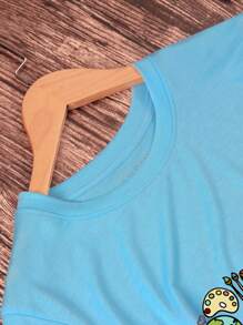 INAWLY Camiseta con estampado de dibujo - Azul - Ver 3