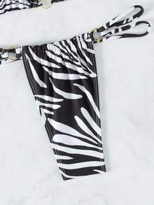 Bộ bikini tam giác có dây buộc vòng in Allover - màu đen - Xem 5