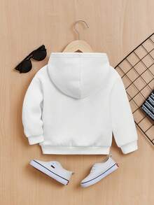 嬰兒女孩休閒卡通圖案長袖連帽衫,適用於秋冬季節