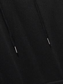 Manfinity Dauomo Men Bear And Letter Graphic Drawstring Hoodie - Black - View 3