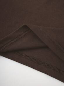 INAWLY 骷髅圖案短款T恤 - 咖啡棕 - 查看 4