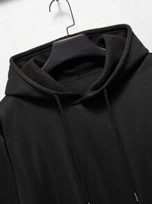 Manfinity Dauomo Men Bear And Letter Graphic Drawstring Hoodie - Black - View 6