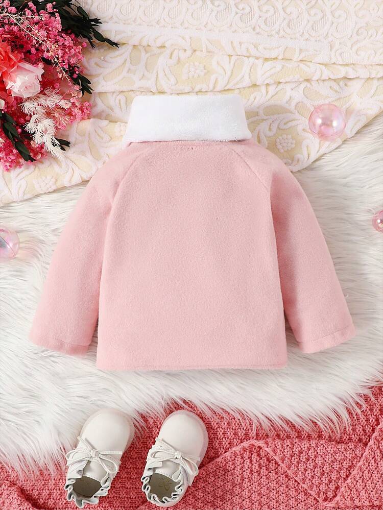 Baby Girl Raglan Sleeve Coat With Scarf