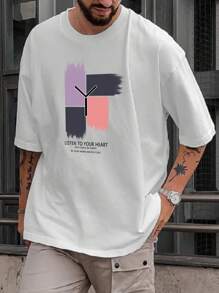 男士標語圖案T恤 - 白色 - 查看 1
