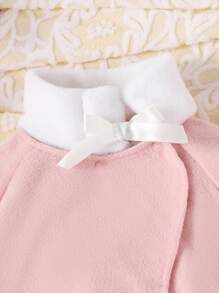 Baby Girl Raglan Sleeve Coat With Scarf - Pink - View 6