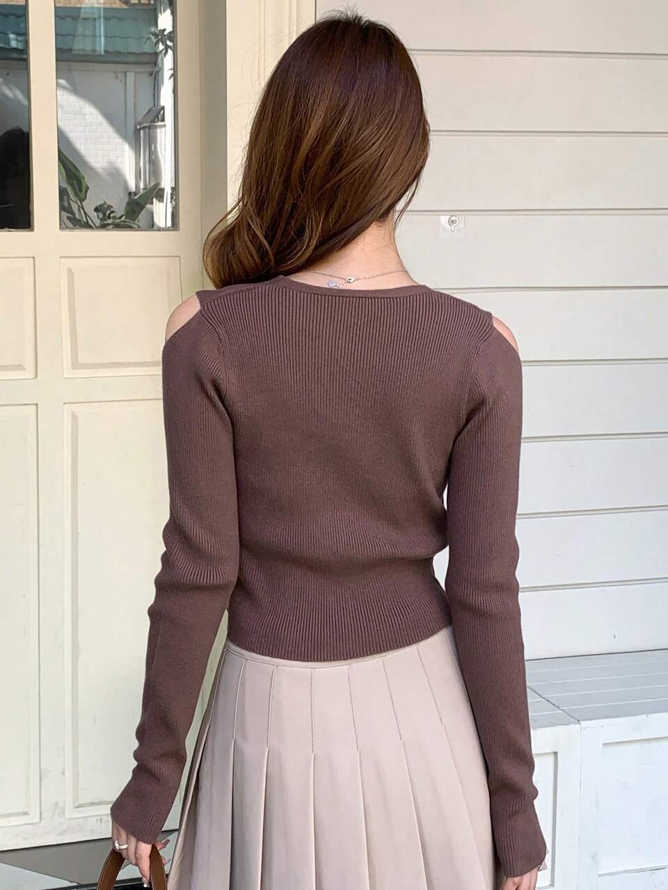 Colorblock Button Front 2 In 1 Cardigan Long Sleeve Tops