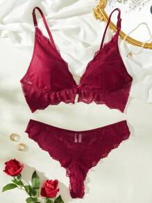 Plus Floral Lace Lingerie Set