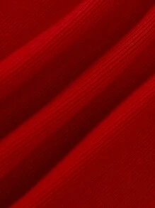 Baby Girl Ruffle Trim Lantern Sleeve Sweater Dress - Red - View 4