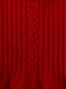 Baby Girl Ruffle Trim Lantern Sleeve Sweater Dress - Red - View 5