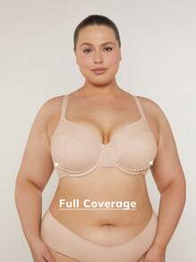 LUVLETTE 女士天然全覆盖棉质内衣，适合 T 恤文胸 - 杏色 - 查看 4