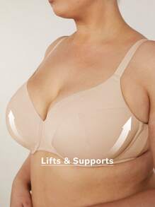 LUVLETTE 女士天然全覆盖棉质内衣，适合 T 恤文胸 - 杏色 - 查看 5