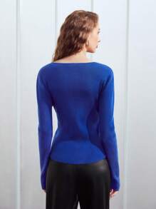 MOTF PREMIUM 交叉套頭毛衣 - 寶藍色 - 查看 8