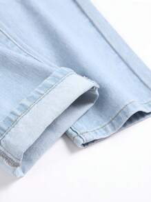 Men Letter & Heart Print Ripped Jeans - Light Wash - View 4