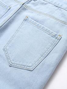 Men Letter & Heart Print Ripped Jeans - Light Wash - View 7