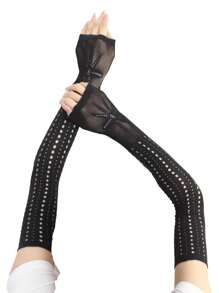 unicolor con diseño de abertura manga de brazo - Negro - Ver 1