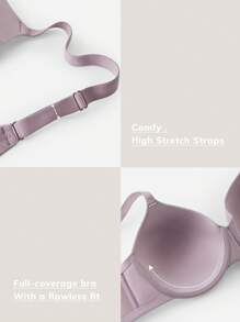 LUVLETTE 女士天然全覆盖棉质内衣，适合 T 恤文胸 - 淺灰紫 - 查看 7